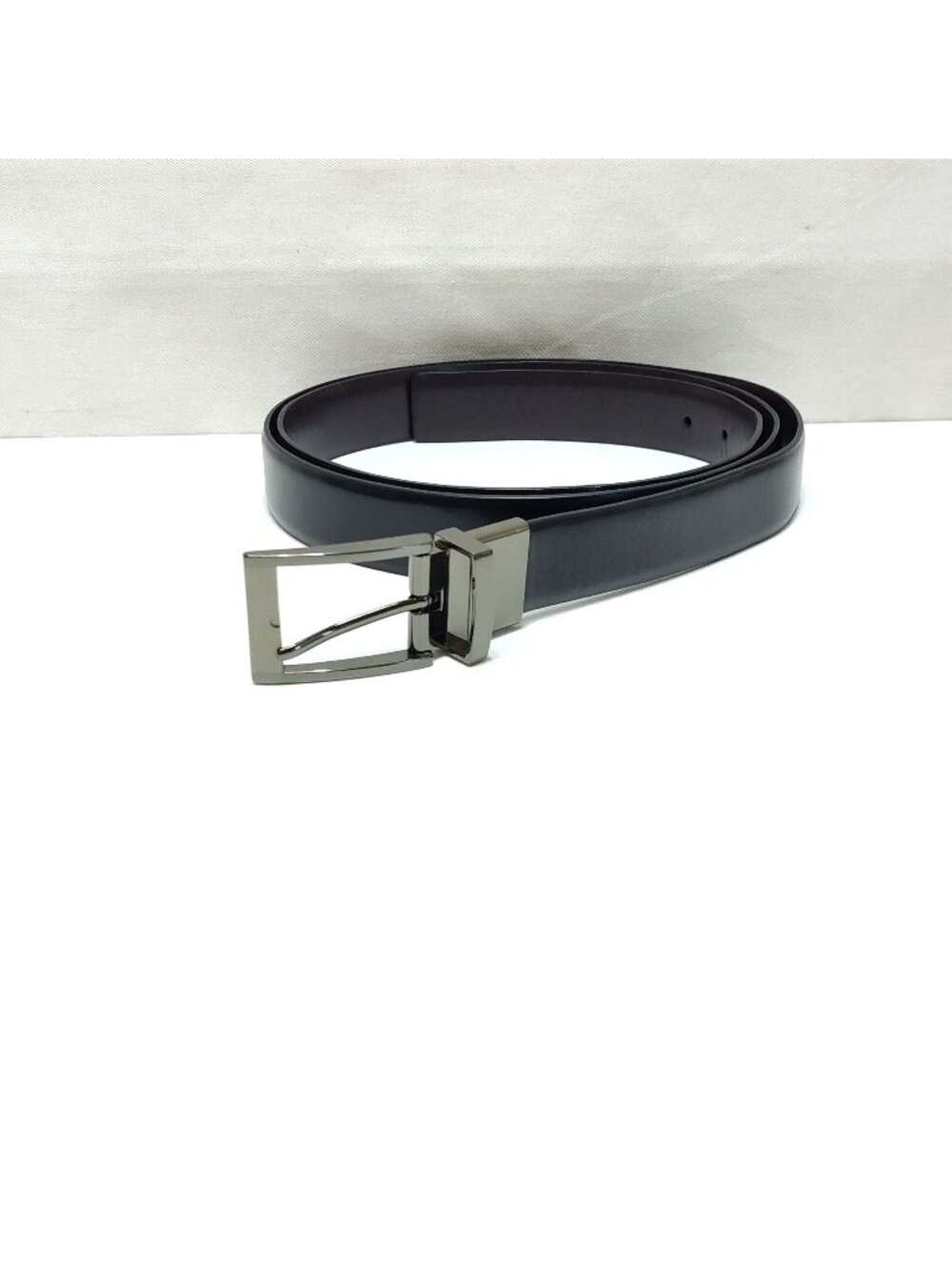 CLF Handcrafted Reversible Faux Leather Belt 54/135 52" Waist Metallic Buckle